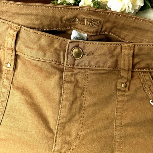 Caché Vintage Y2K Khaki Center Seam Flare Leg Pants Size 4 - Picture 7 of 13